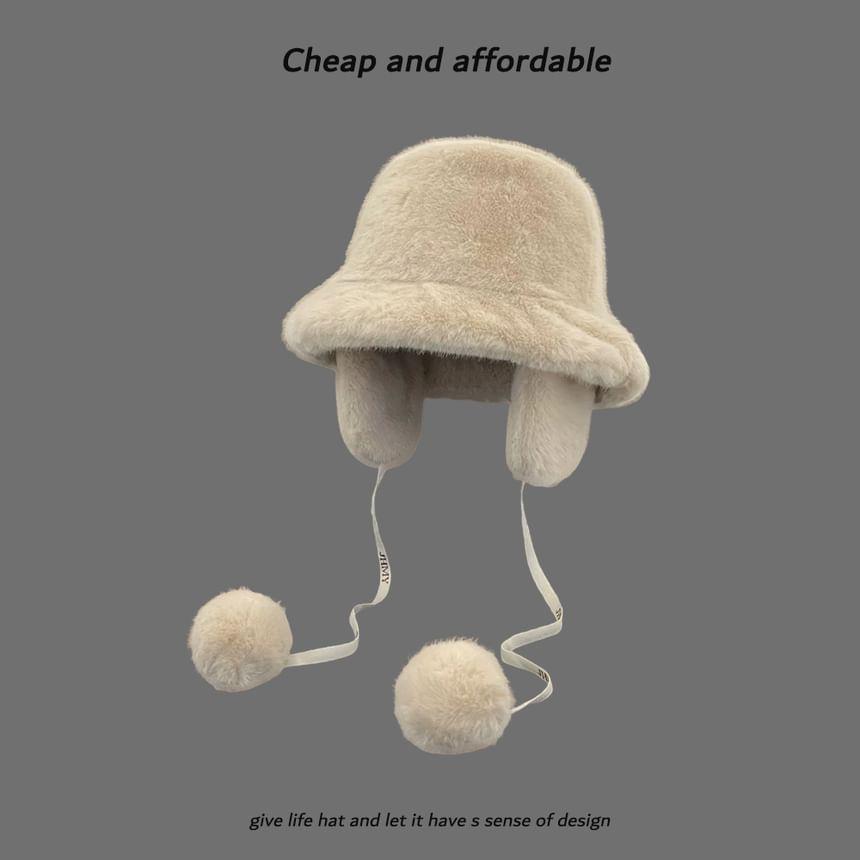 Pom Pom Plain Trapper Hat Product Image