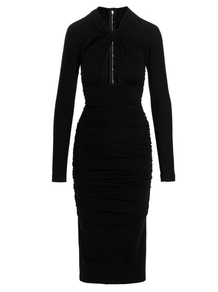 DOLCE & GABBANA Longuette Dress With Cut-out In Black Product Image