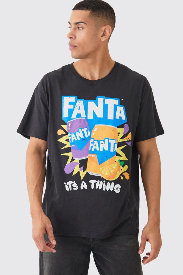 Mens Black Oversized Fanta License T-shirt, Black Product Image