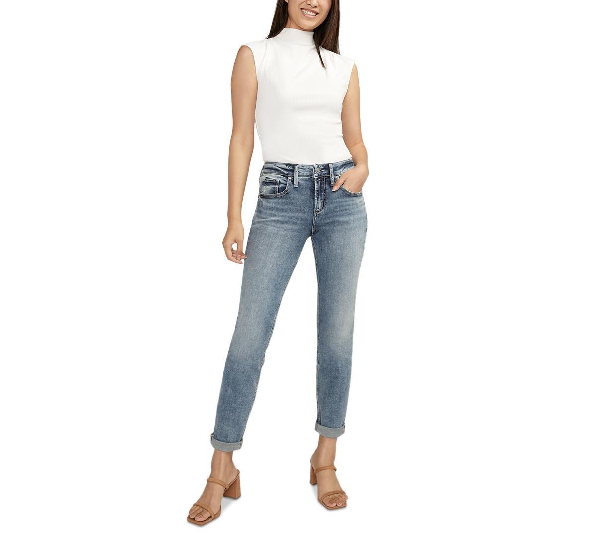 Women's Boyfriend Luxe Stretch Mid-Rise Slim-Leg Jeans Product Image