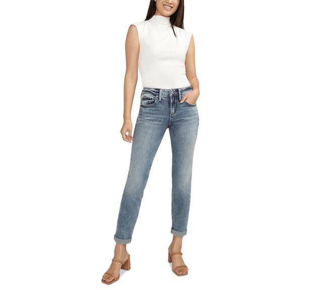 Women's Boyfriend Luxe Stretch Mid-Rise Slim-Leg Jeans Product Image