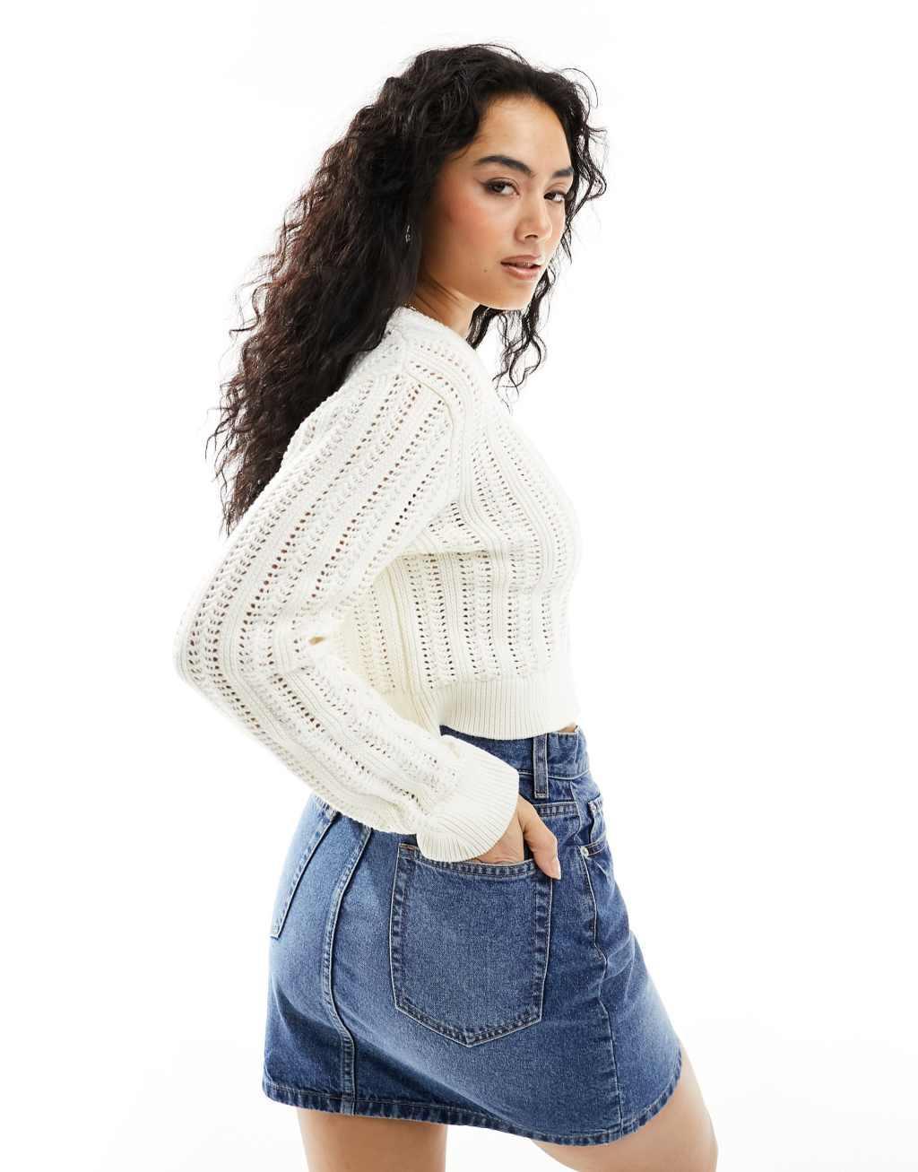 ASOS DESIGN cropped crew neck cardigan Product Image