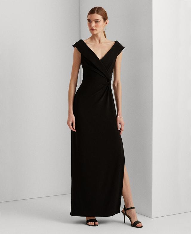 Lauren Ralph Lauren Portrait Collar Cap Sleeve Crepe Sheath Gown Product Image