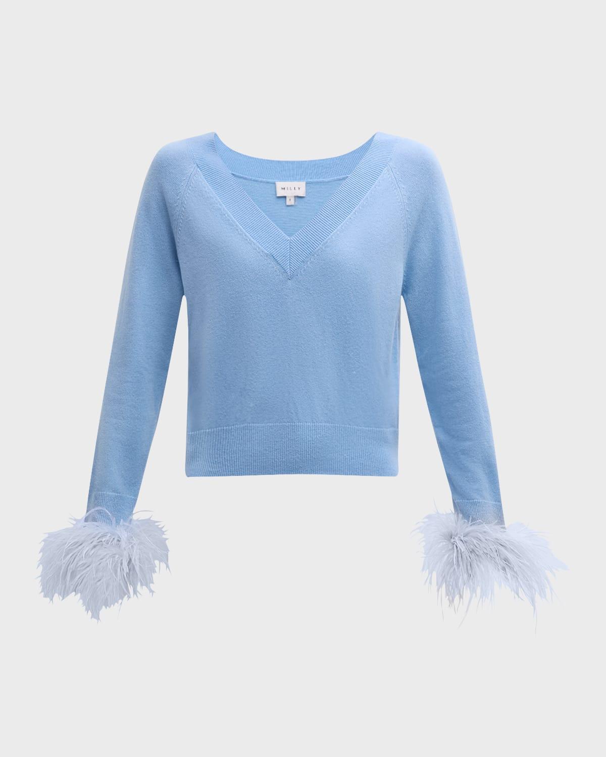 Feather-Trim Wool-Cashmere Sweater Product Image