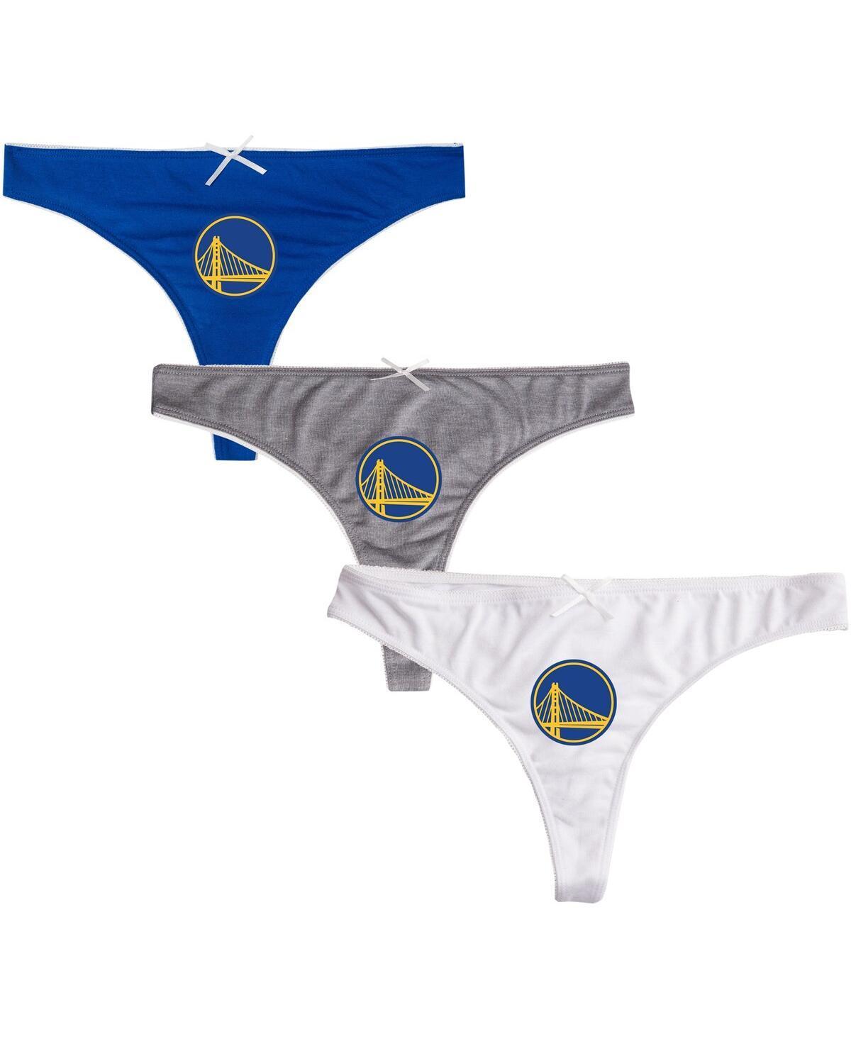 Womens College Concepts Royal/Charcoal/White Golden State Warriors Arctic 3-Pack Thong Set Product Image