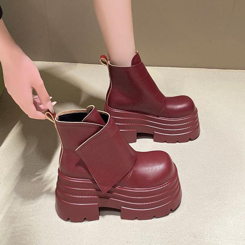 Faux Leather Platform Short Boots product image