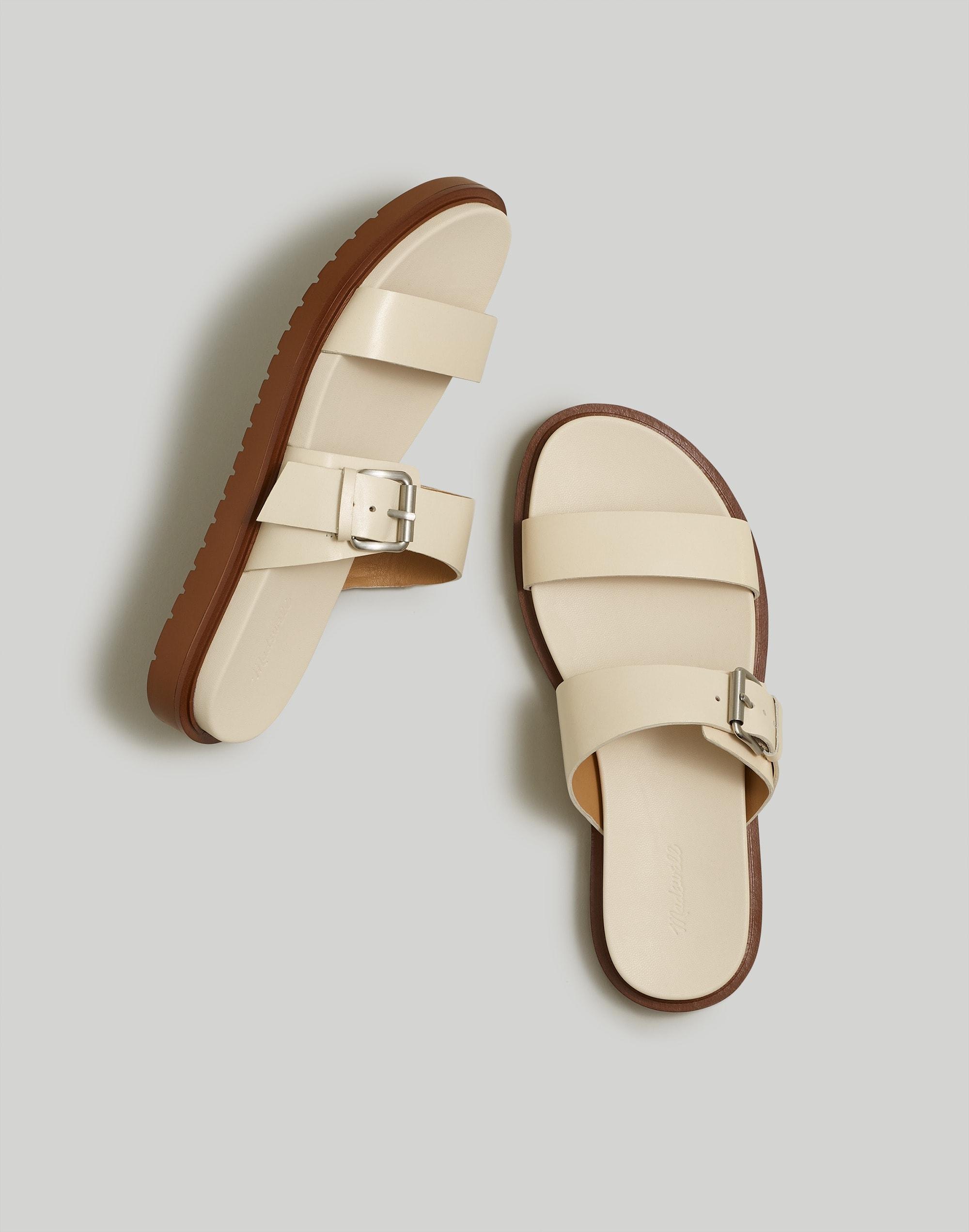 The Dee Double-Strap Slide Sandal in Leather Product Image