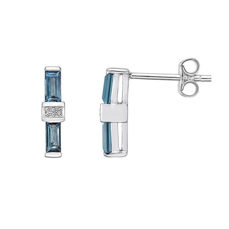 Gemminded Sterling Silver London Blue & White Topaz Earrings, Womens Product Image