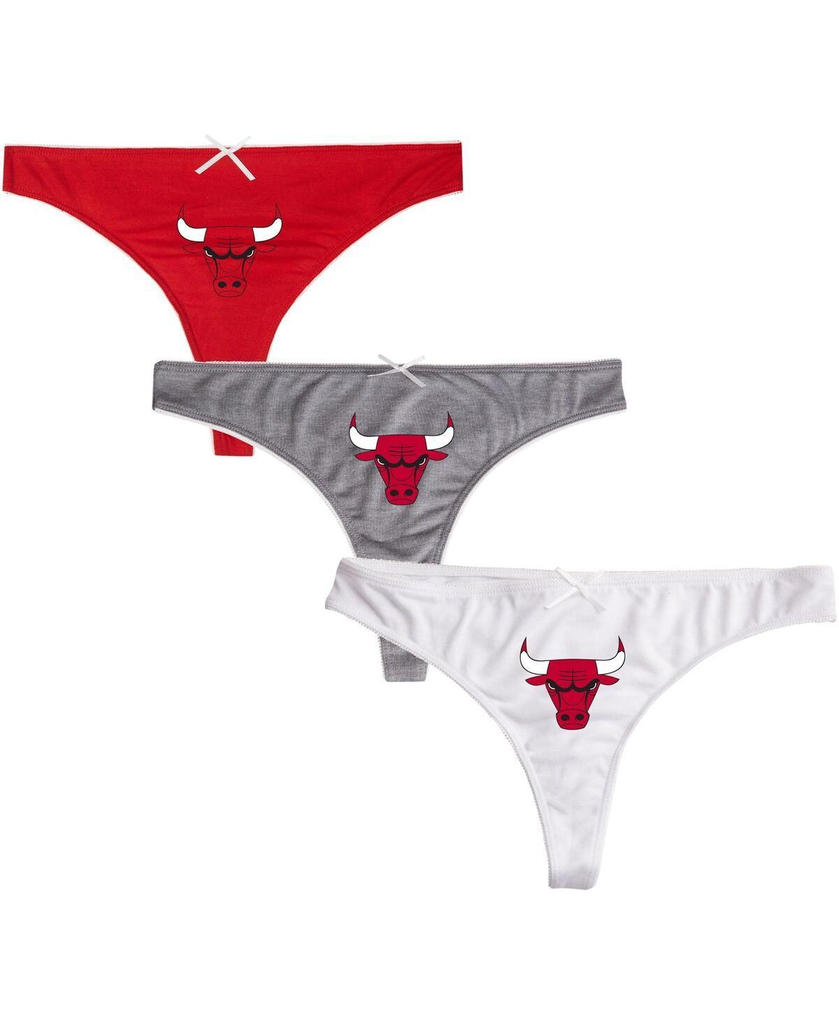 Womens College Concepts /Charcoal/White Chicago Bulls Arctic 3-Pack Thong Set Product Image