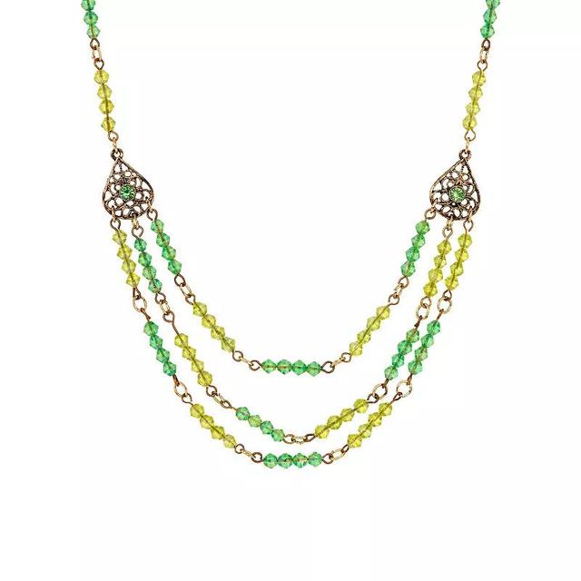 1928 Lantern Bead Multi-Row Necklace, Womens, Green Product Image