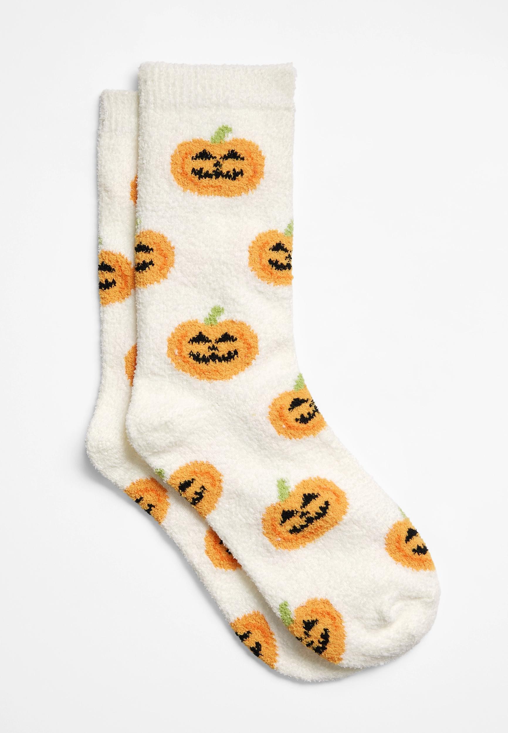 Maurices Womens Cozy Halloween Pumpkin Crew Socks White Size One Size Product Image