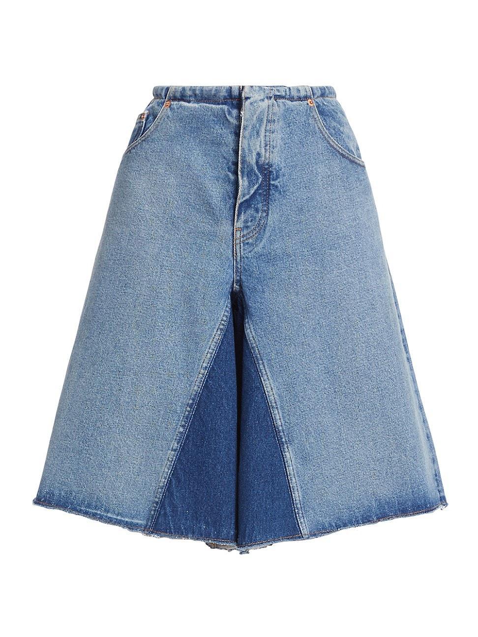 Womens Patchwork Denim Shorts Product Image