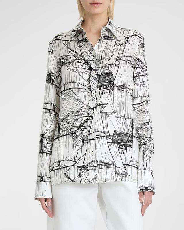 Nautical Printed Silk Blouse Product Image