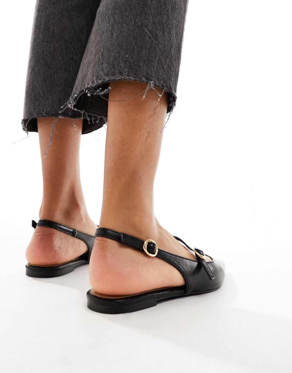 ASOS DESIGN Lucile pointed Mary Jane flats in black Product Image