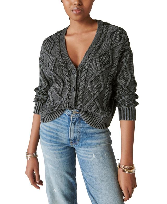 Lucky Brand Womens Cable-Stitch Long-Sleeve Cardigan Product Image