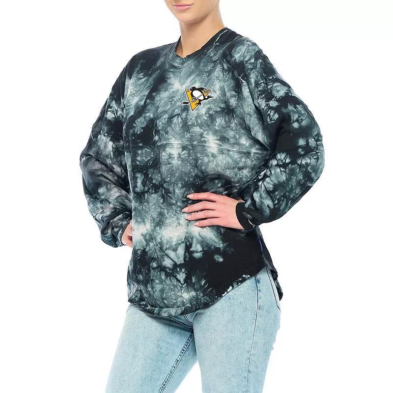 Womens Fanatics Black Boston Bruins Crystal-Dye Long Sleeve T-shirt Product Image