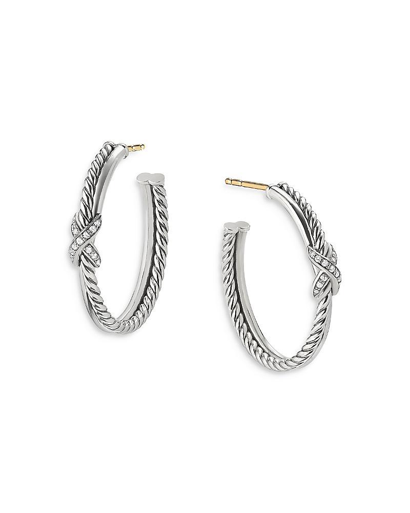 Womens Petite X Hoop Earrings With Diamonds Product Image