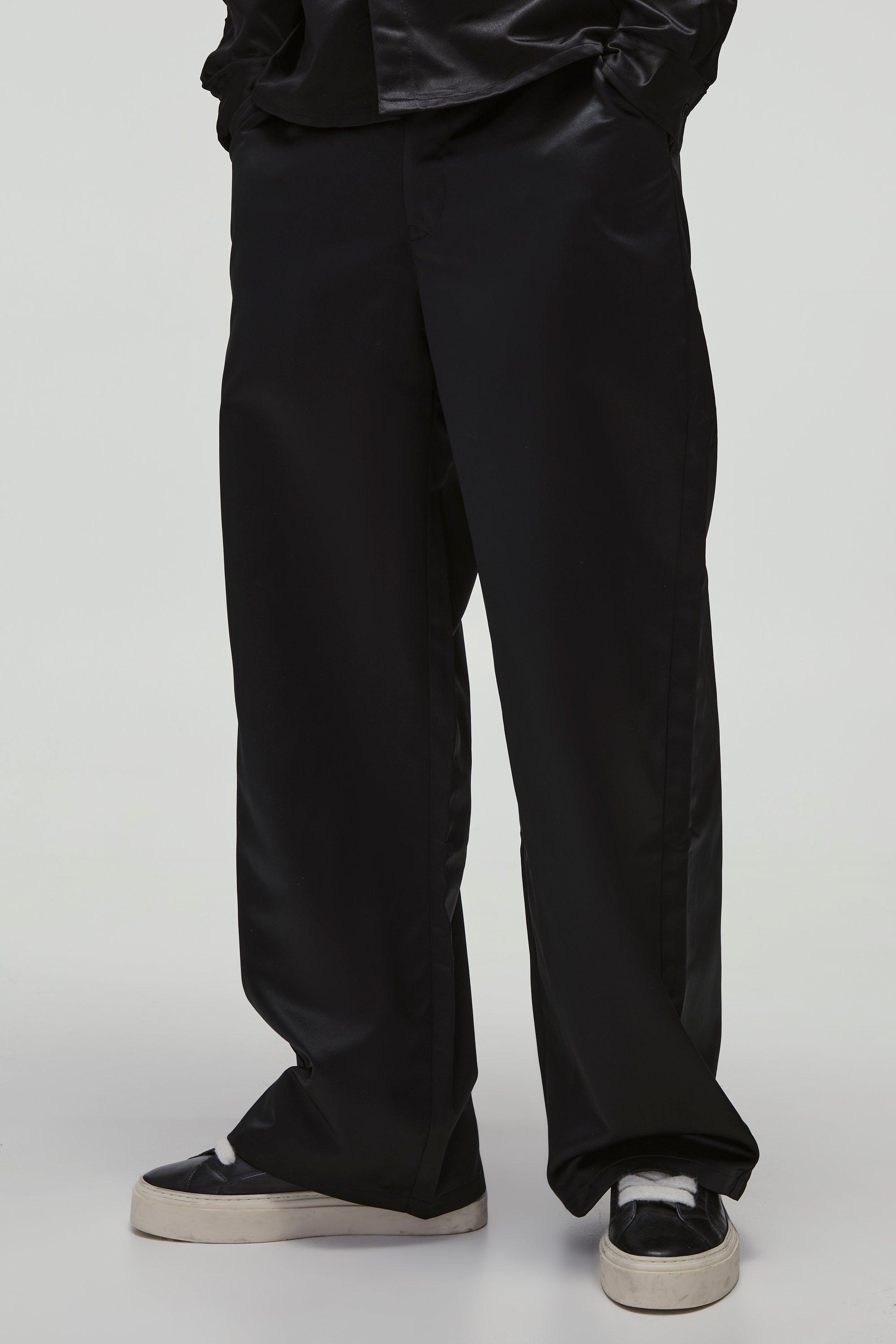 Wide Leg Satin Fixed Waist Trouser | boohooMAN USA Product Image