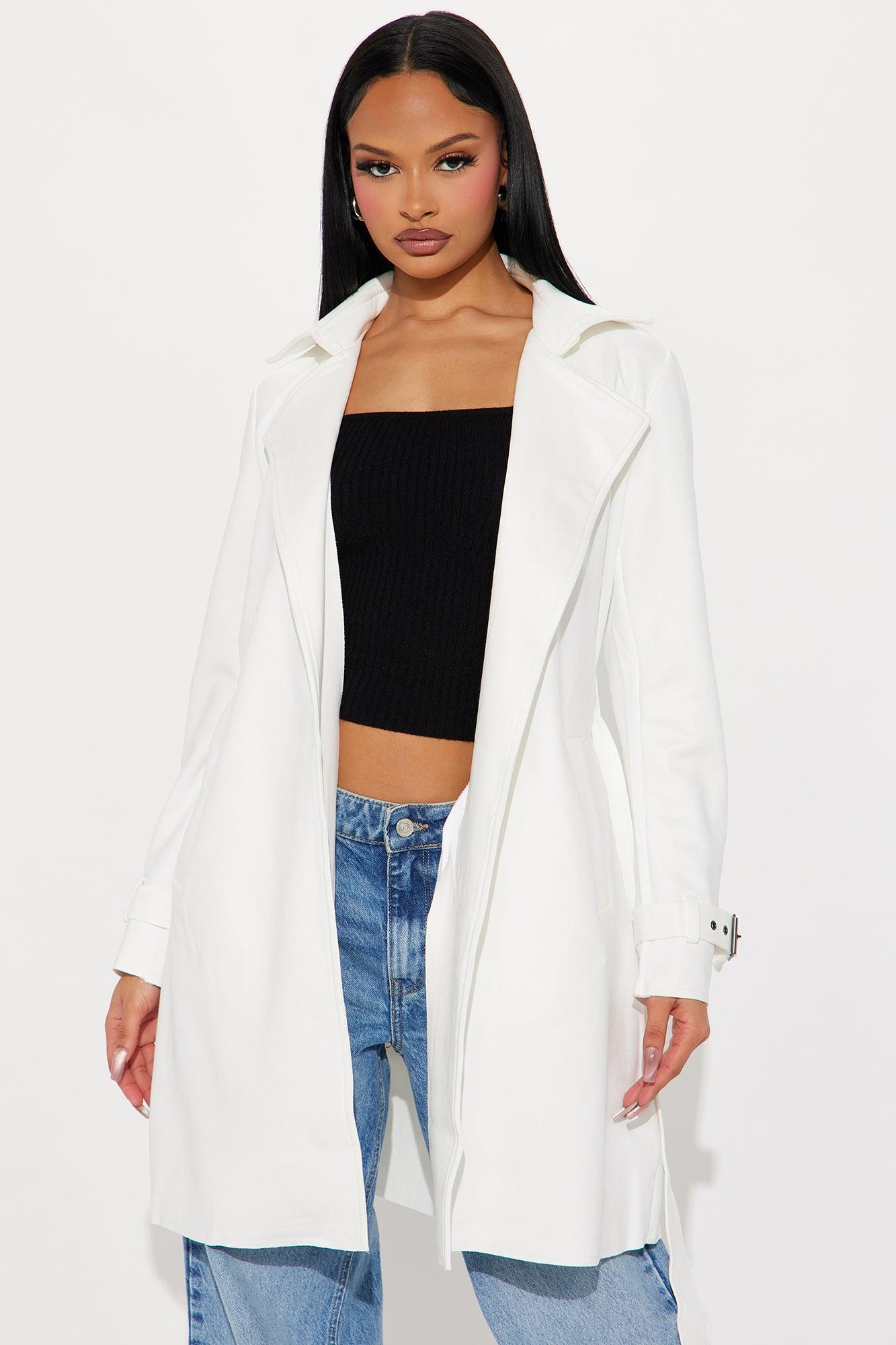 Camila Faux Suede Trench - White Product Image