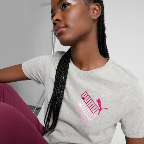 PUMA Stacked Up Logo Women's T-Shirt in Light Grey Heather Product Image