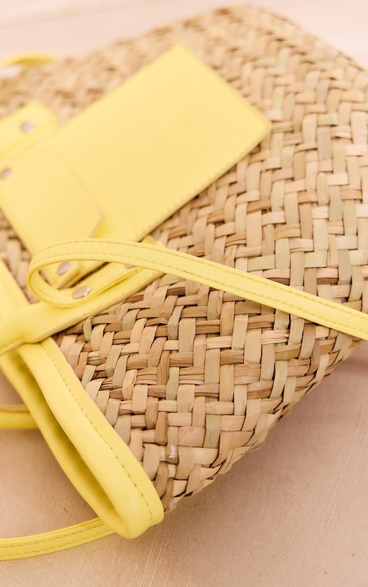 Lemon Mini PU Trim Straw Tote Bag Product Image