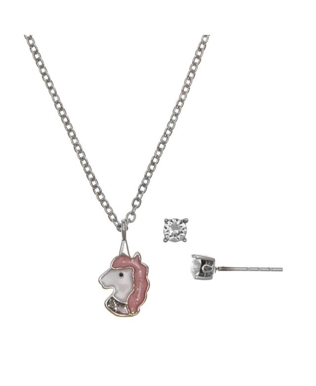 Fao Schwarz Womens Fine Silver Plated Necklace and Earrings Set, 2 Piece Product Image