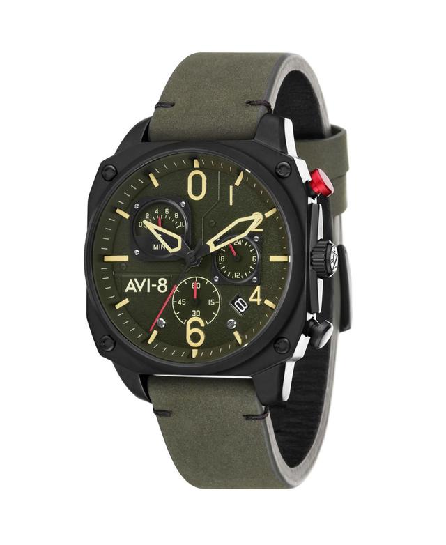 Avi-8 Mens Hawker Hunter Chronograph Retrograde Edition Black Genuine Leather Strap Watch 45mm Product Image