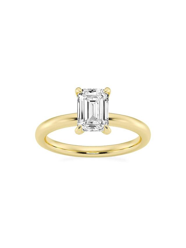 Womens 14K Yellow Gold & 1.5 TCW Emerald-Cut Lab-Grown Diamond Engagement Ring Product Image