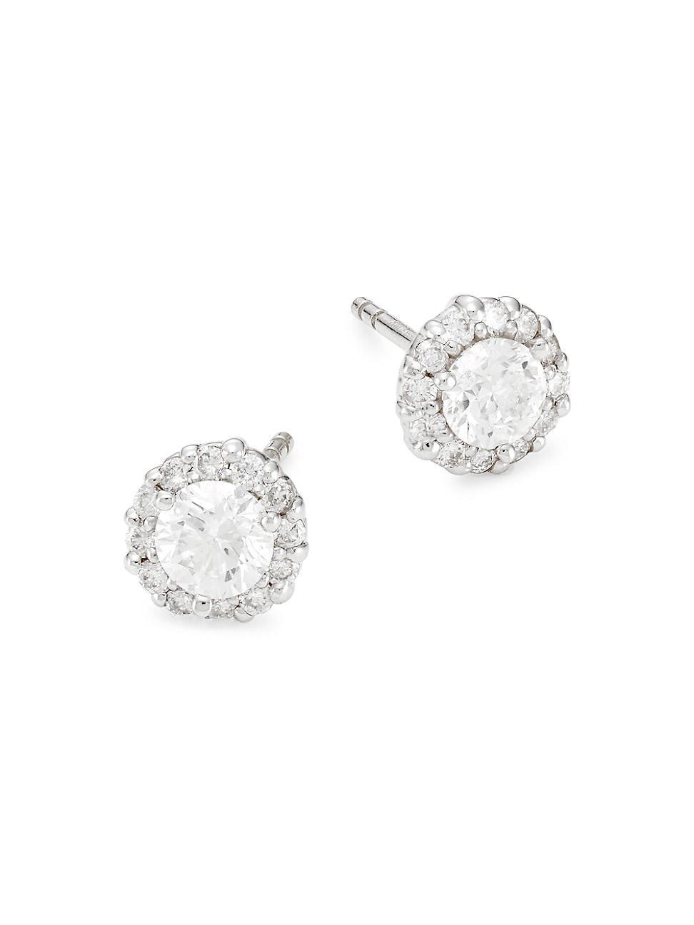 Womens 18K White Gold & 1.0 TCW Diamond Stud Earrings Product Image