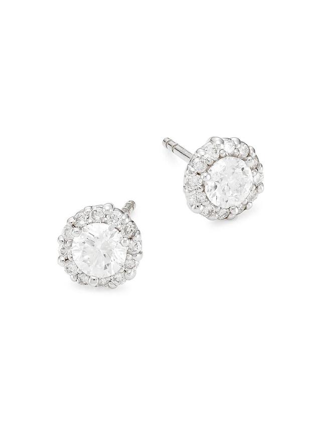 Womens 18K White Gold & 1.0 TCW Diamond Stud Earrings Product Image