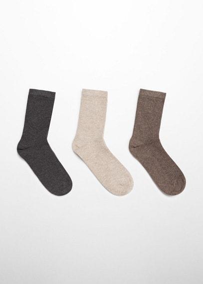 MANGO - 3-pack of ribbed cotton socks - One size - Women Product Image