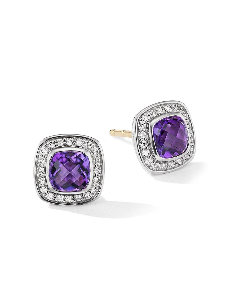 Womens Petite Albion Stud Earrings With Gemstone & Pav Diamonds Product Image