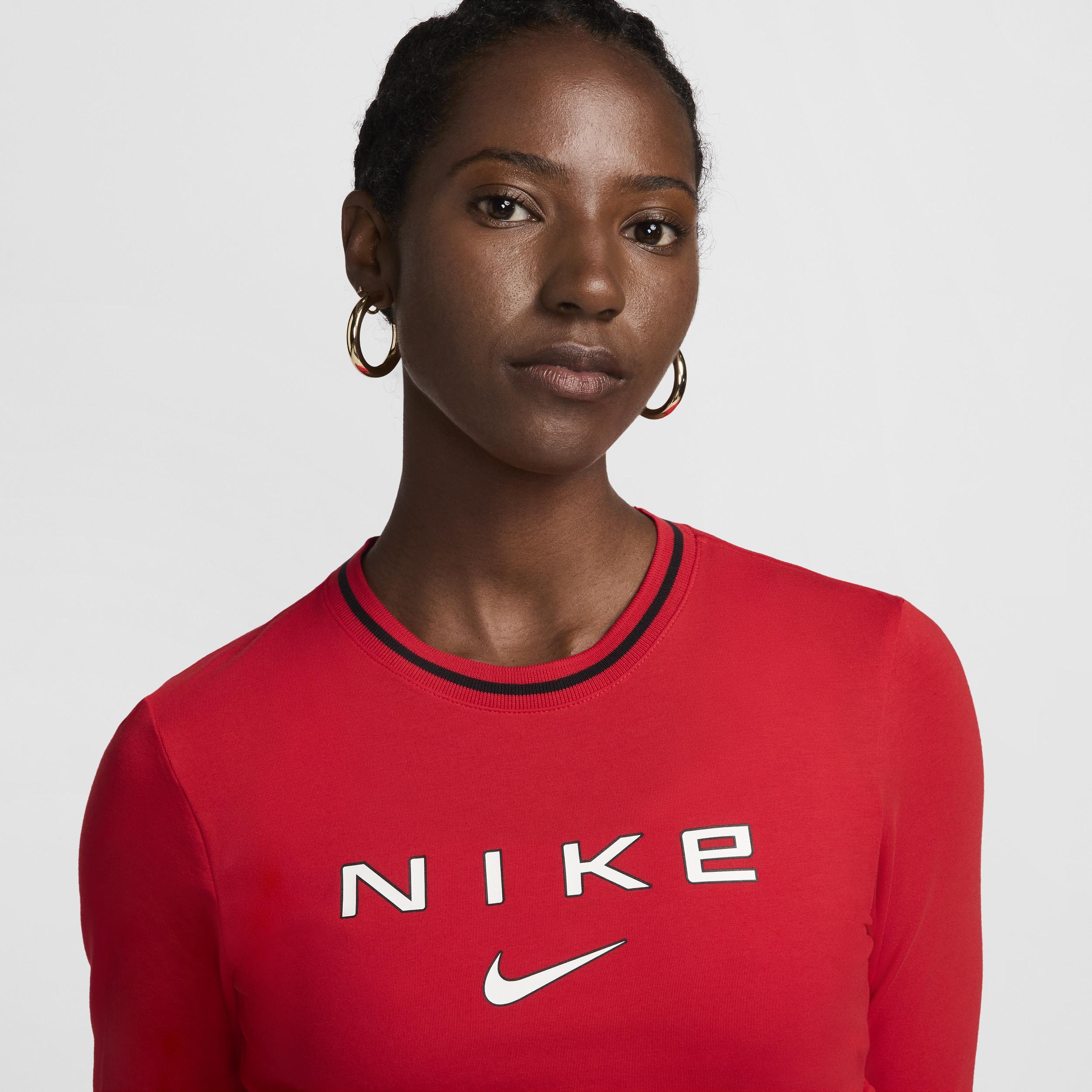 Womens Nike Sportswear Chill Knit Slim Long-Sleeve Cropped Graphic Tee Product Image