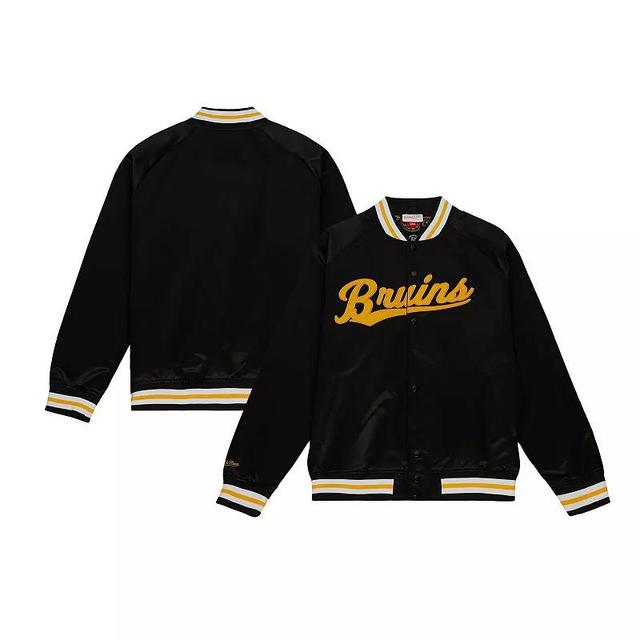 Mens Mitchell & Ness Boston Bruins 100th Anniversary Satin Raglan Full-Snap Jacket Product Image