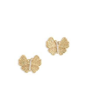 Womens Butterfly 18K-Gold-Plated & Cubic Zirconia Stud Earrings Product Image