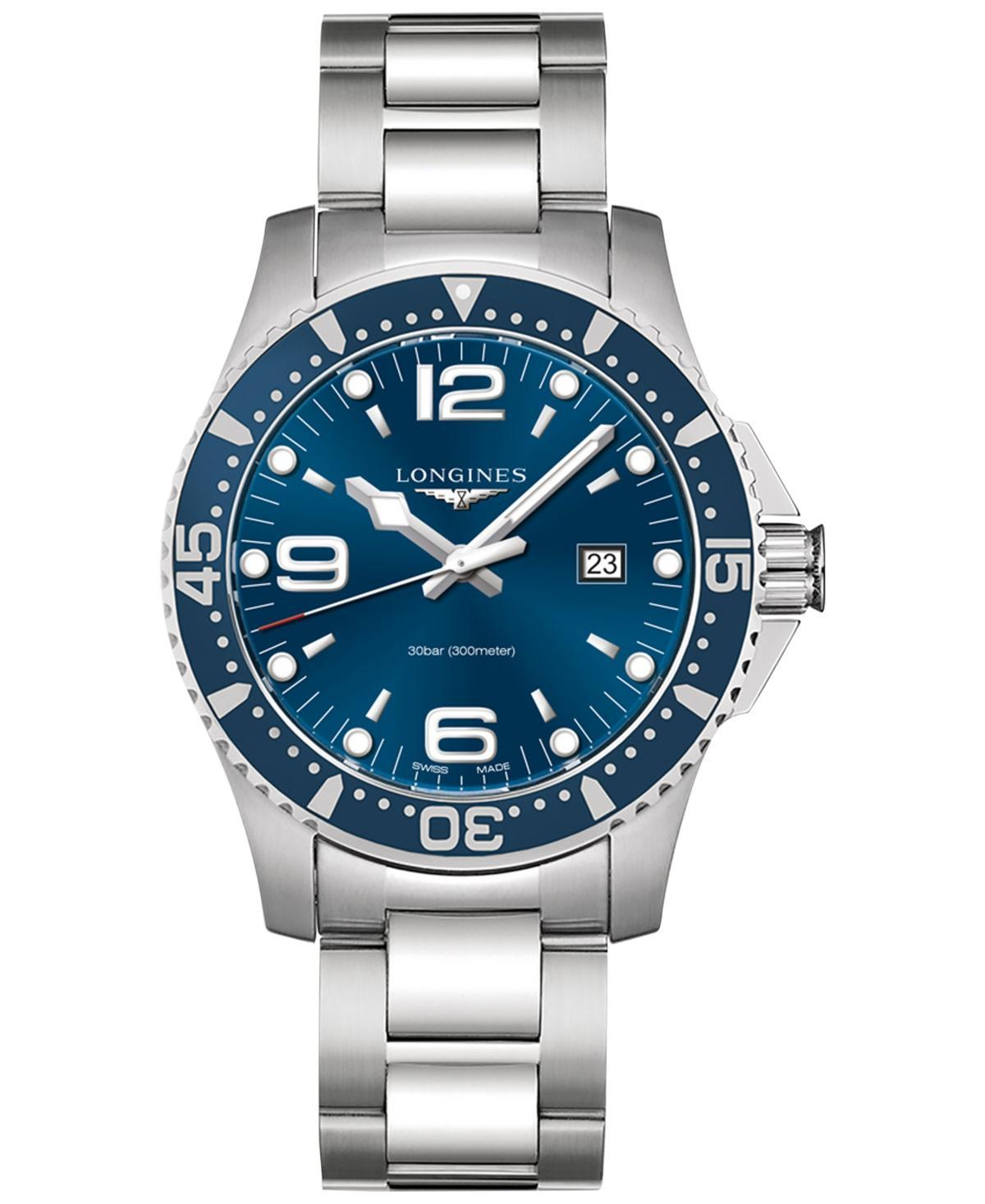 Longines Mens Swiss HydroConquest Stainless Steel Bracelet Watch 44mm L38404966 Product Image