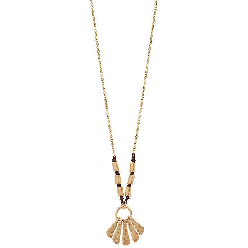 Bella Uno Worn Gold Fringe Necklace, Womens Gold Tone Product Image