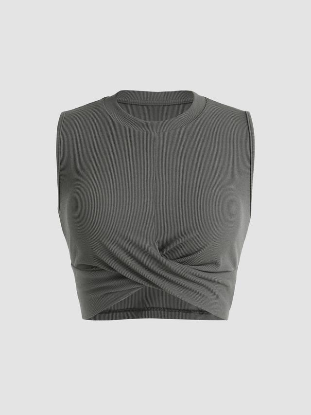 Solid Crewneck Crop Tank Top Product Image