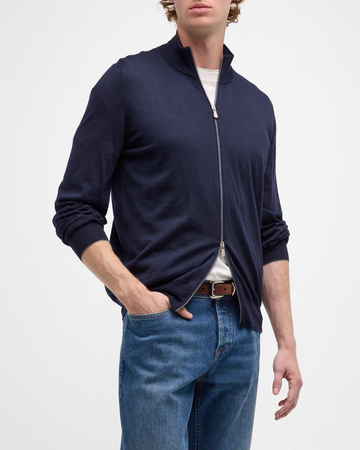 Mens Virgin Wool And Cashmere Lightweight Cardigan Product Image