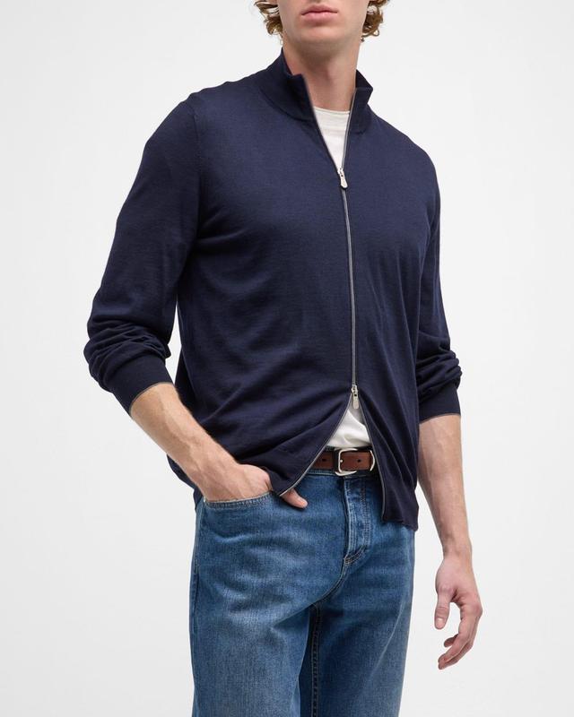 Mens Virgin Wool And Cashmere Lightweight Cardigan Product Image