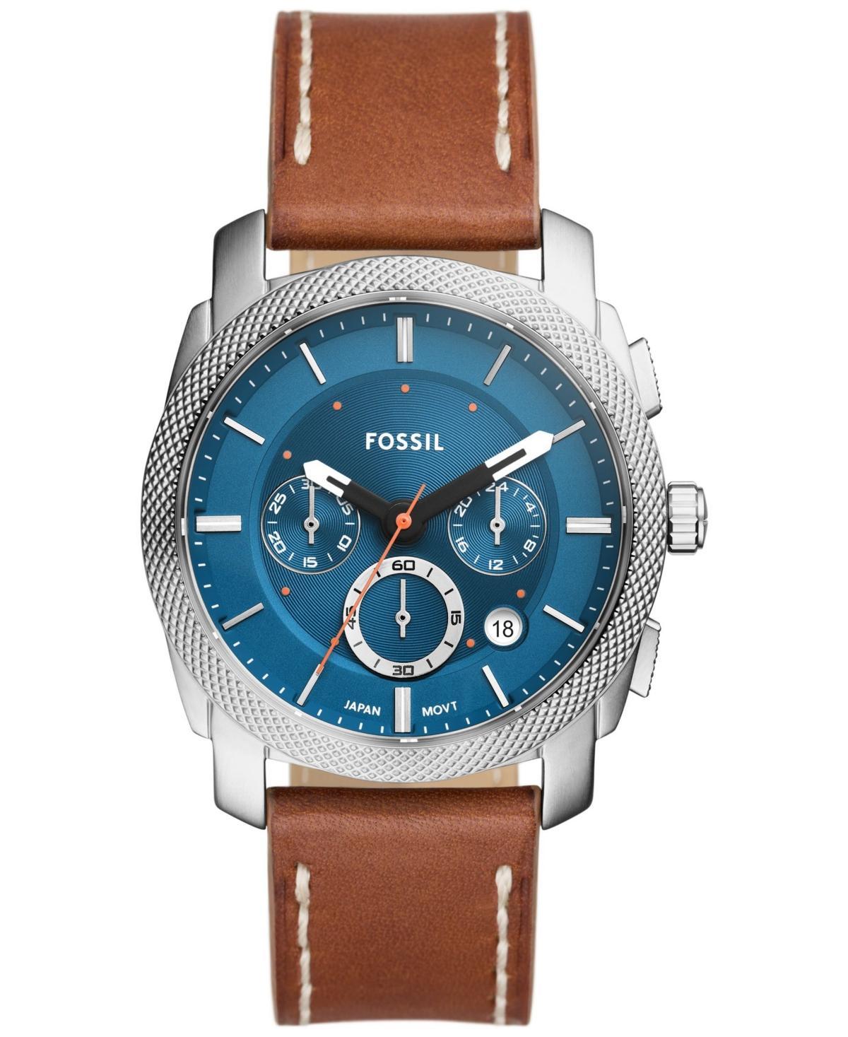 Fossil Mens Machine Chronograph Brown LiteHideLeather Watch 42mm Product Image