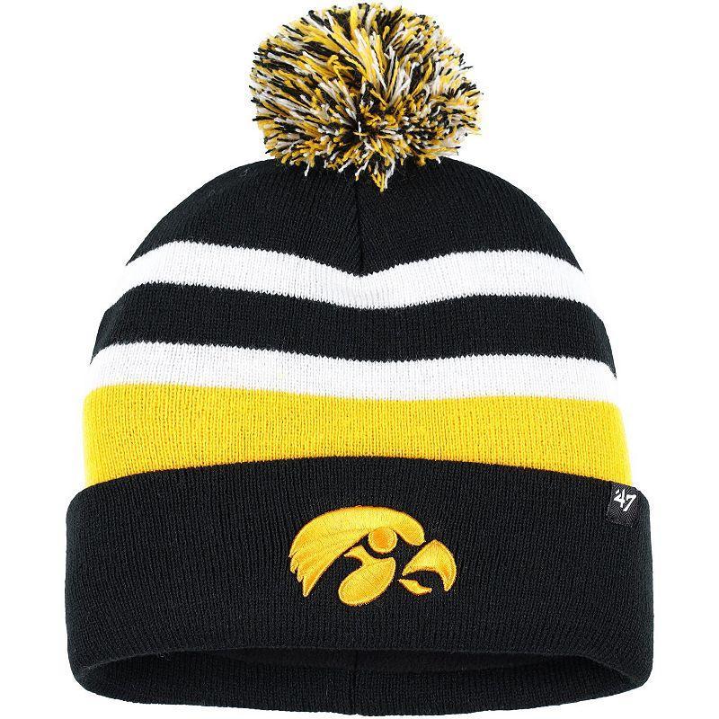 Mens 47 Iowa Hawkeyes State Line Cuffed Knit Hat with Pom Product Image