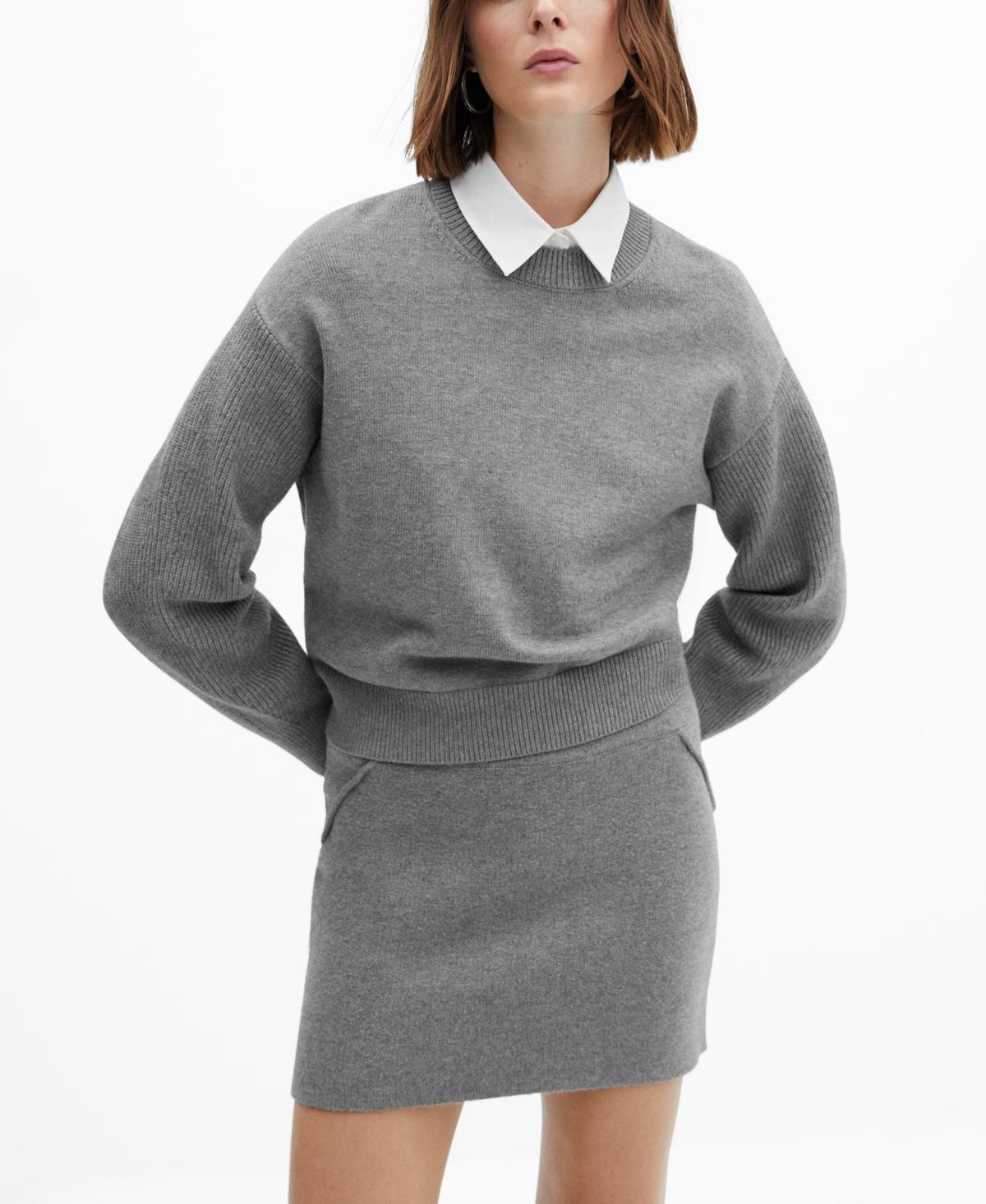 Mango Womens Round-Neck Knitted Sweater Product Image