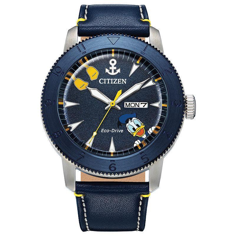 Disneys Donald Duck Mens Leather Strap Watch by Citizen - AW0075-06W Blue Product Image