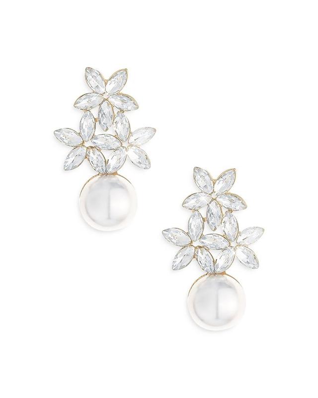 Ettika Floral Crystal & Imitation Pearl Earrings Product Image