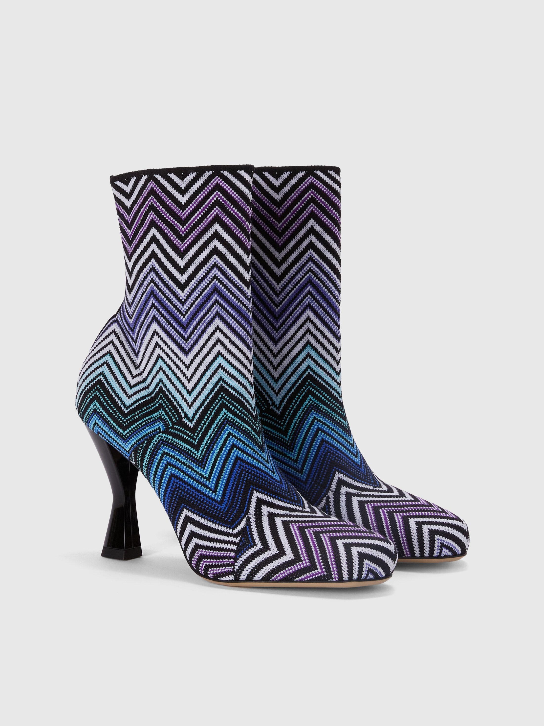 Ankle boots in zig zag fabric with culture heel Product Image