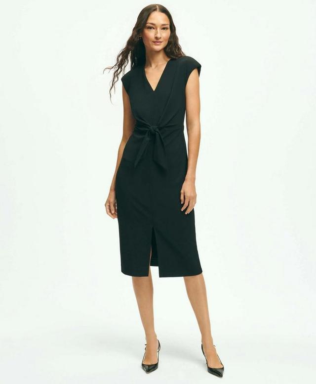 Cap Sleeve V-Neck Crepe Sheath Dress Product Image