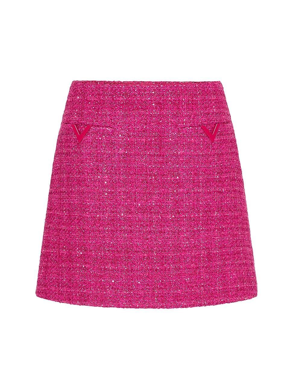 V-Logo Metallic Glaze Tweed Mini Skirt Product Image