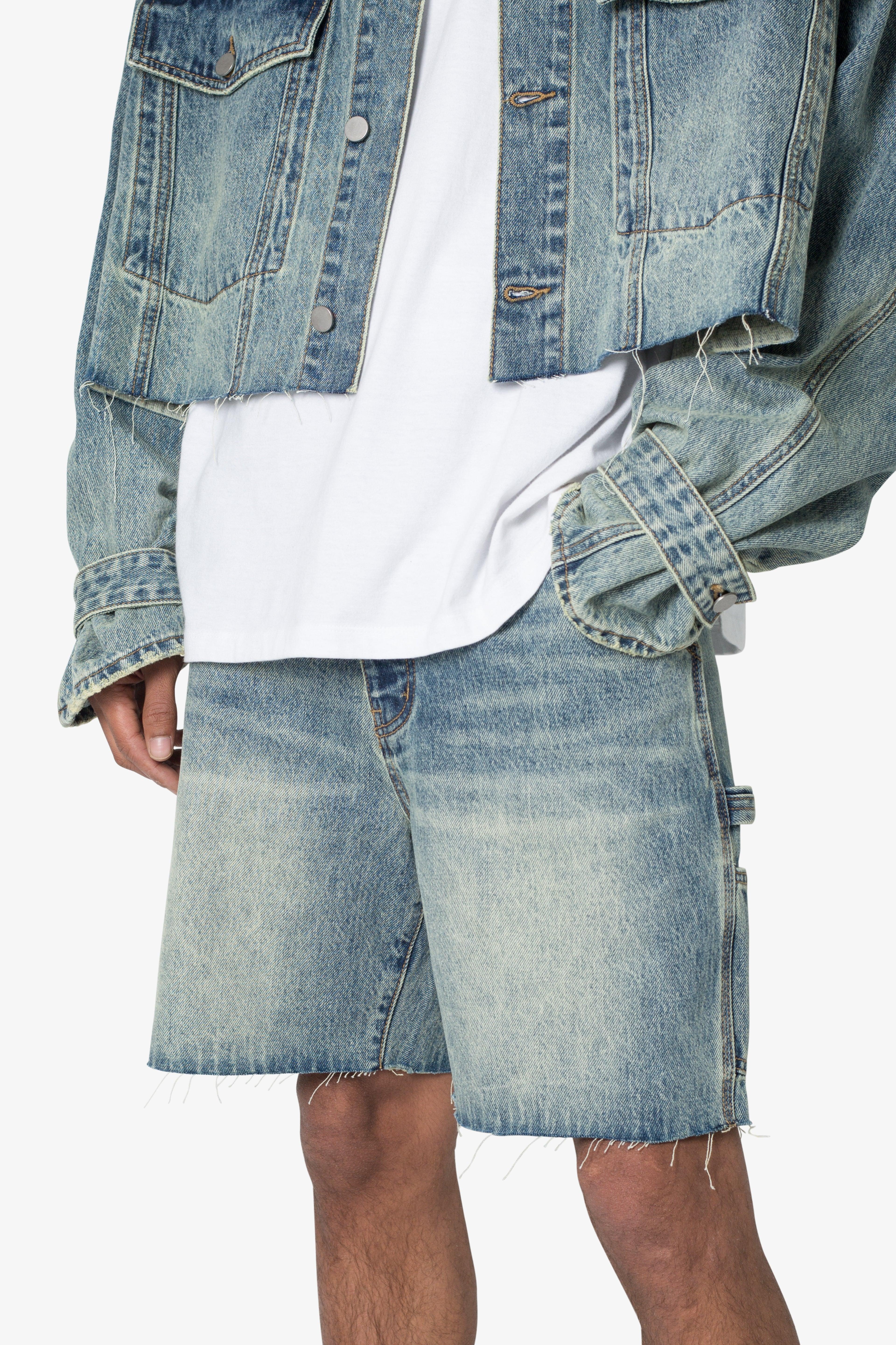 Frayed Denim Shorts - Blue Product Image