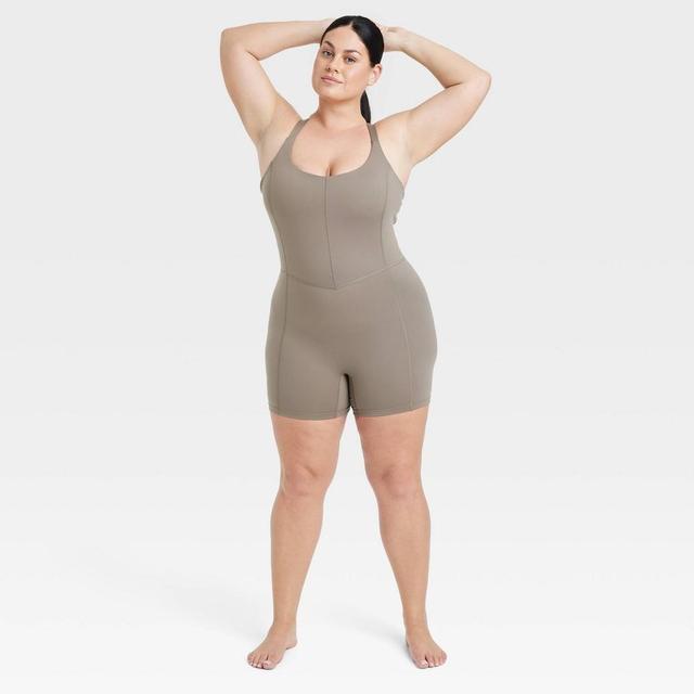 Womens Brushed Sculpt Short Bodysuit - All In Motion Taupe 4X Product Image